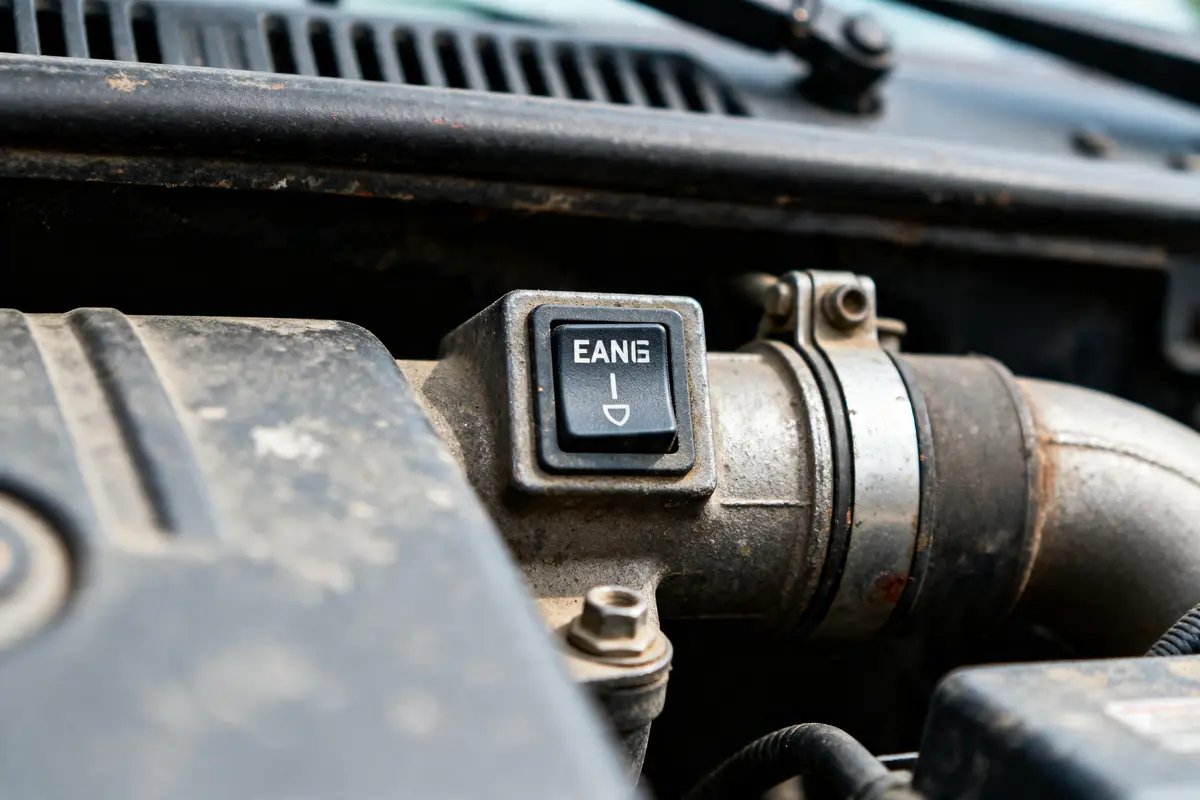 Voyant lié à la vanne EGR sur un moteur automobile vieillissant et poussiéreux